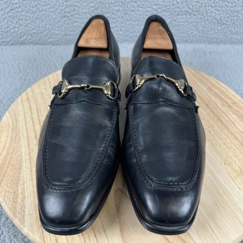 Massimo Matteo Shoes Mens Size 12 M Black Leather Horsebit Loafer‎ Italy Preppy
